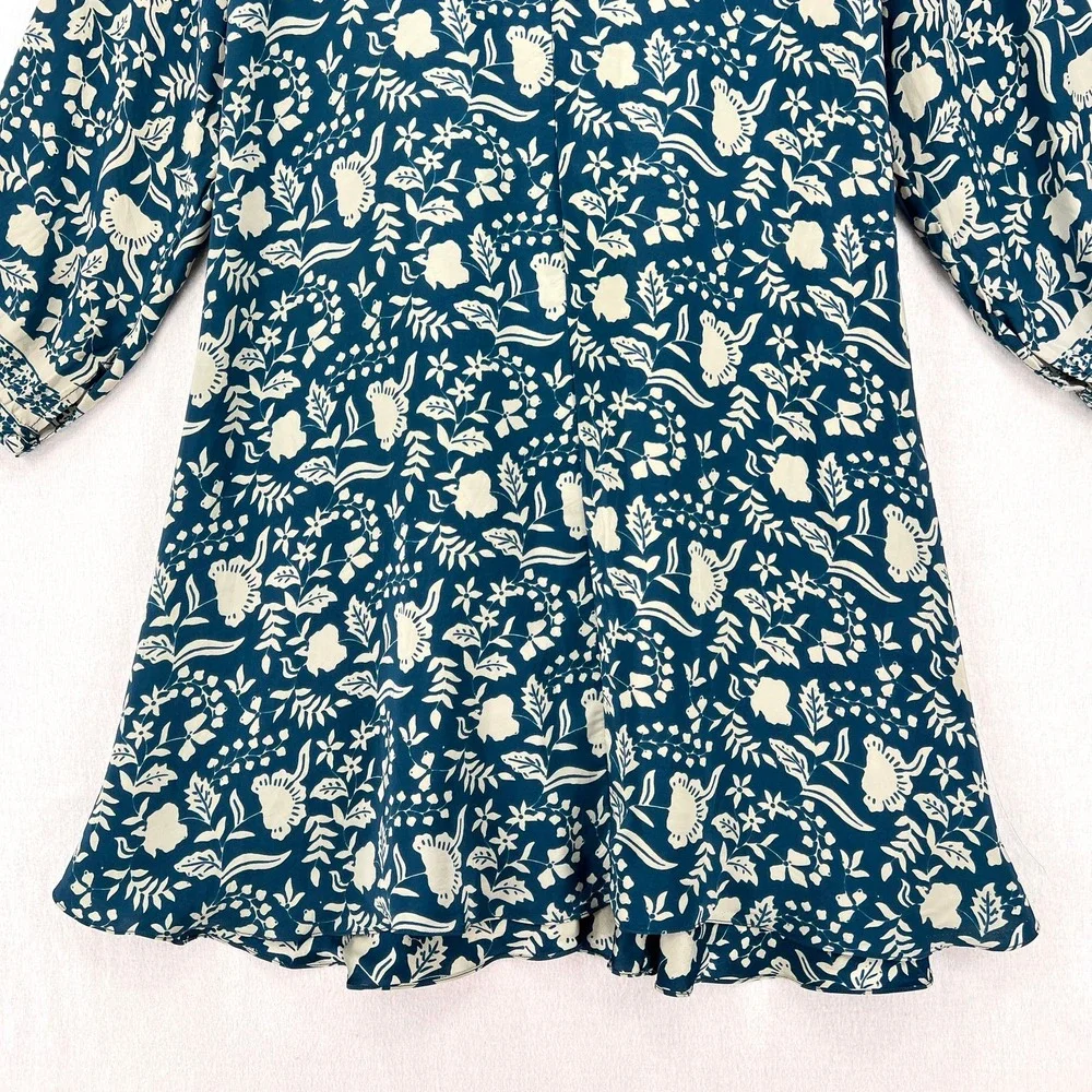 NATALIE MARTIN Fiore Short Dress Womens Small Pomegranate Blue Floral Print - Picture 9 of 16